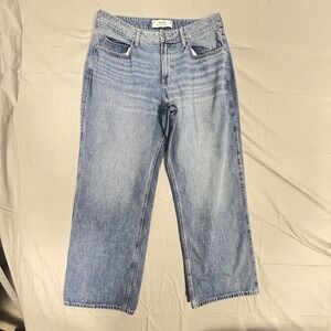 Hollister Curvy Baggy Jeans Womens 14 Blue Denim 100% Cotton Wide Leg Mid Rise